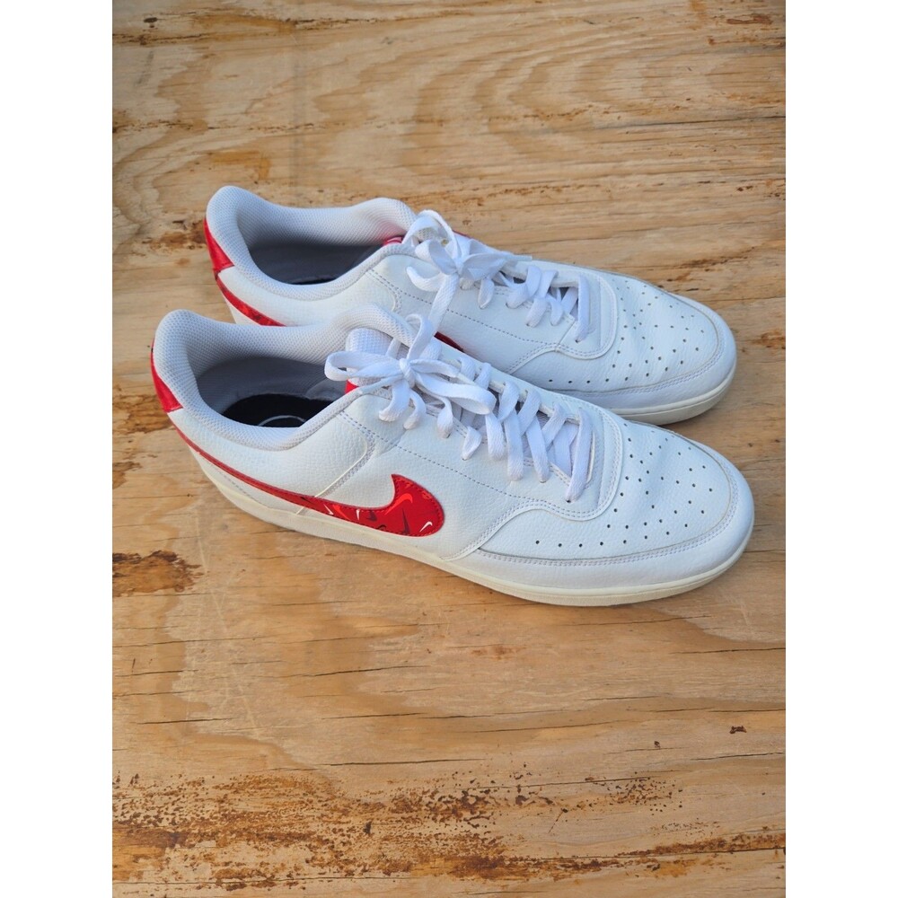Nike Court Vision Low White Red Sneakers Men’s Size 15 - Picture 3 of 9